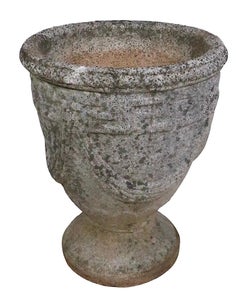 Poured Stone Classical Roman Key and Swag Jardinere Planter