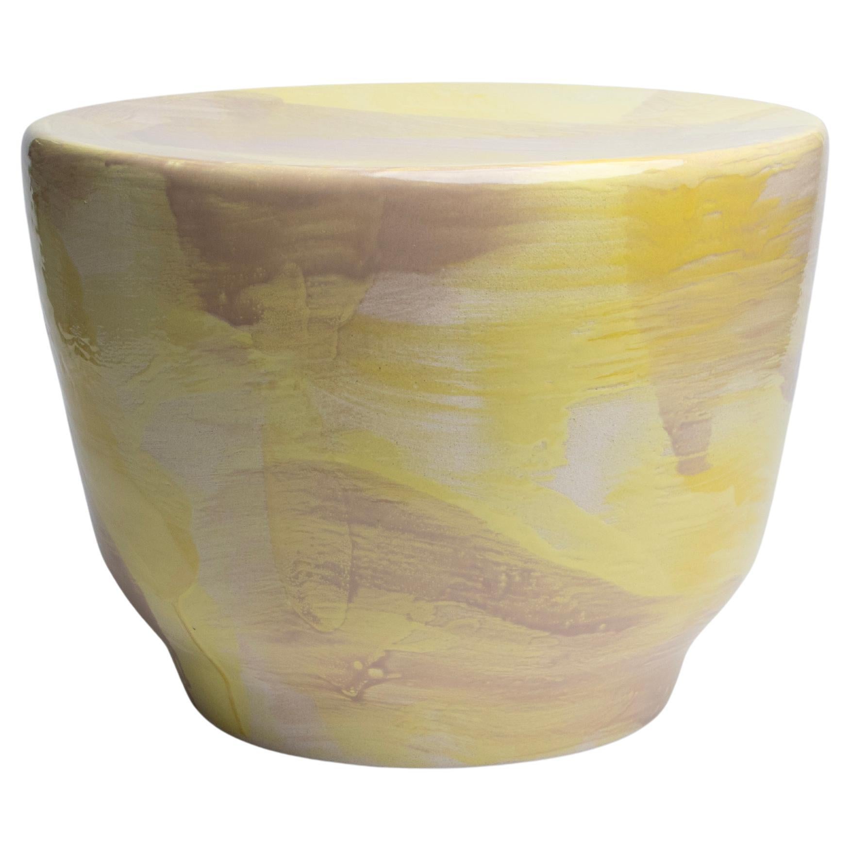Poussin 08 Glazed Stoneware Stool by Pascale Girardin