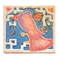 "Pouter Pigeon", raro sottopentola Art Déco del 1924 in rosa con scatola originale Rookwood