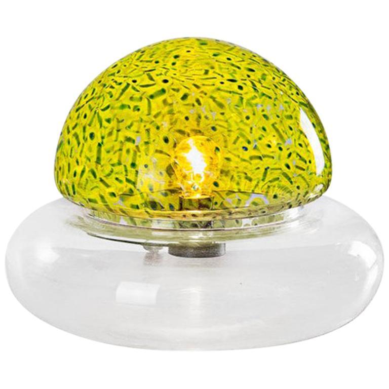Verre brun Lampe de bureau italienne Pouglia en verre jaune et vert des années 1970 par Gae Aulenti en vente