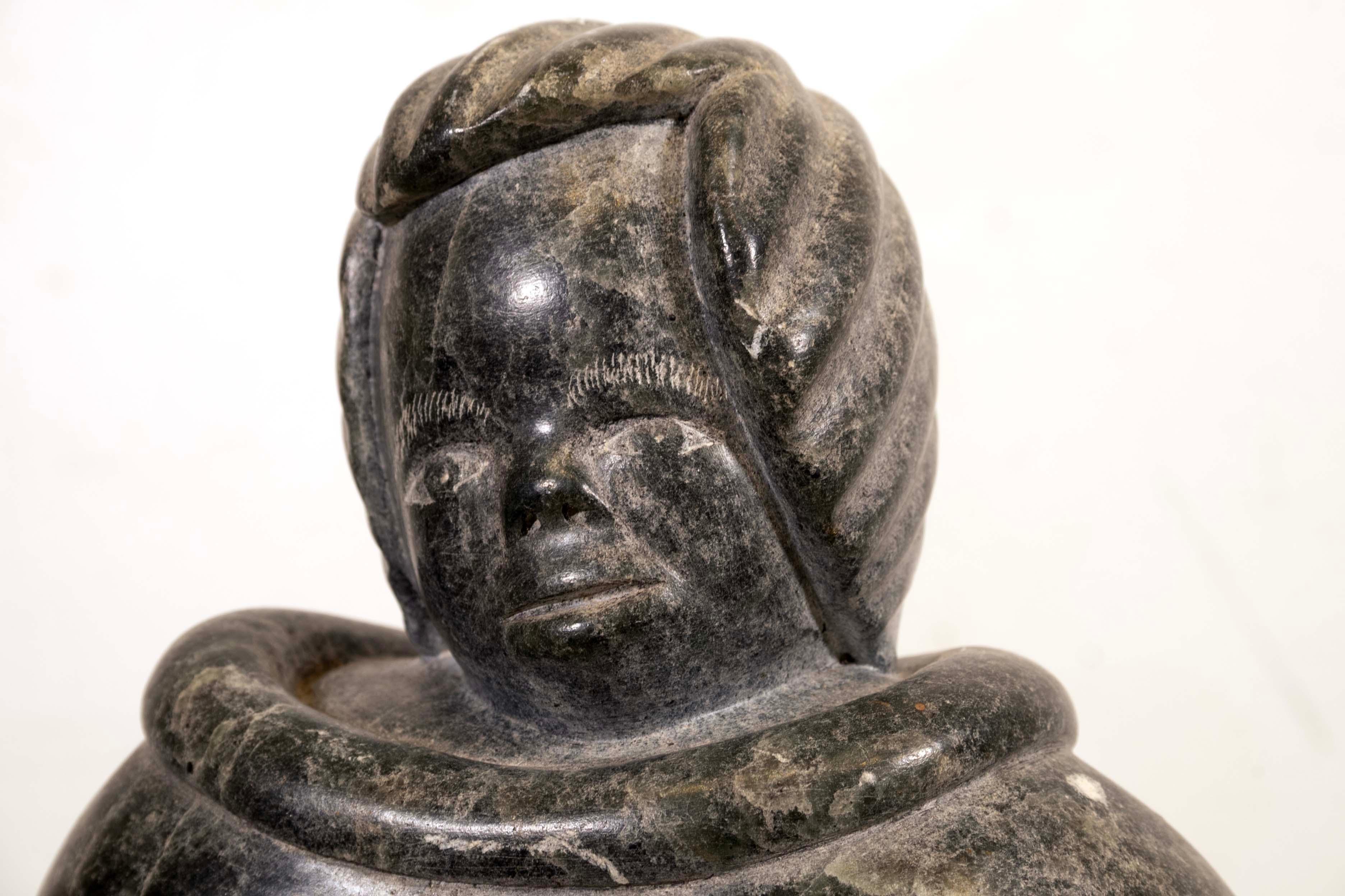 Povungnituk Hunter Inuit Figurative Soapstone Carving Sculpture Quebec Canadian 1