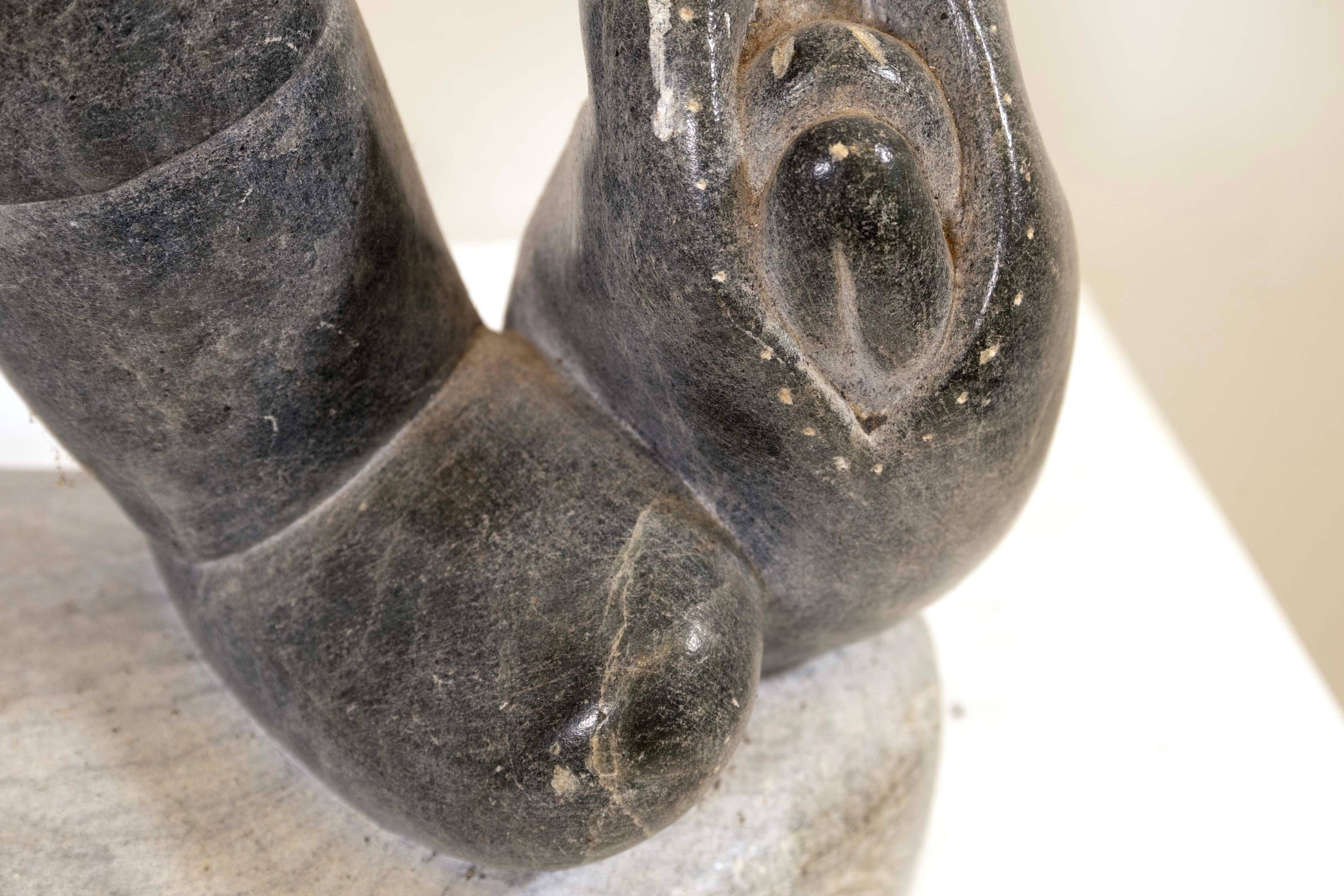 Povungnituk Hunter Inuit Figurative Soapstone Carving Sculpture Quebec Canadian 4