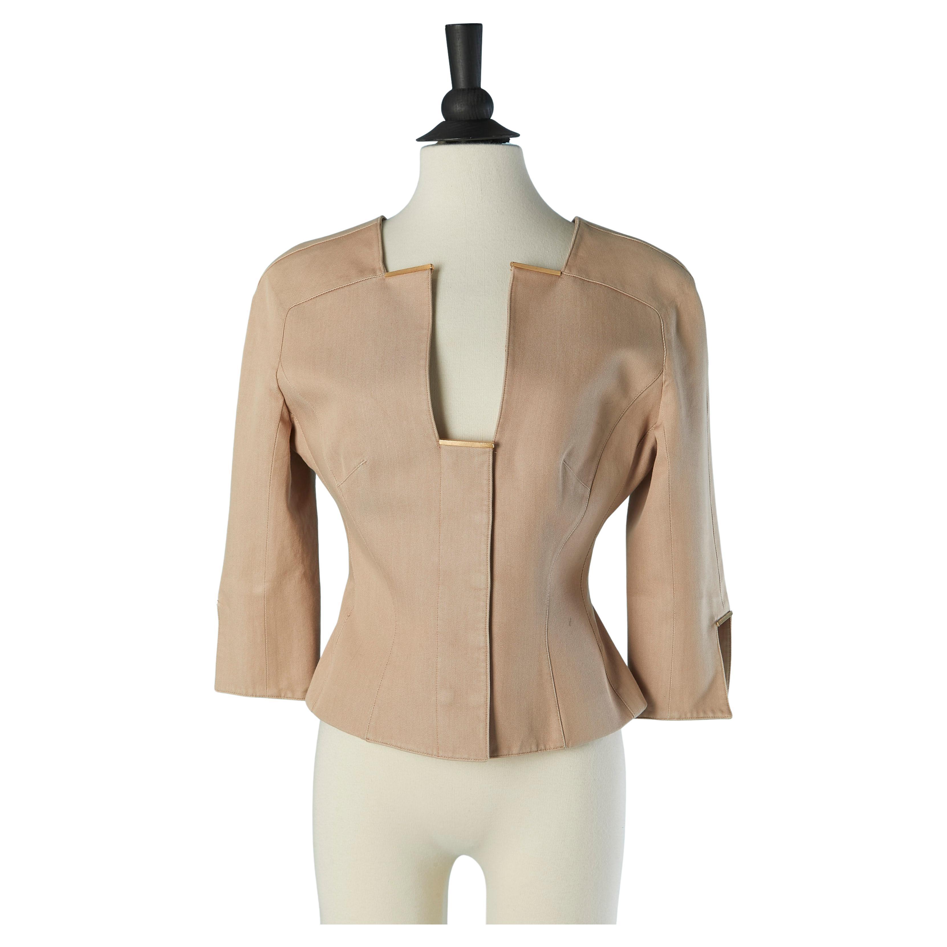 Giacca in cotone beige cipria Thierry Mugler Couture in vendita
