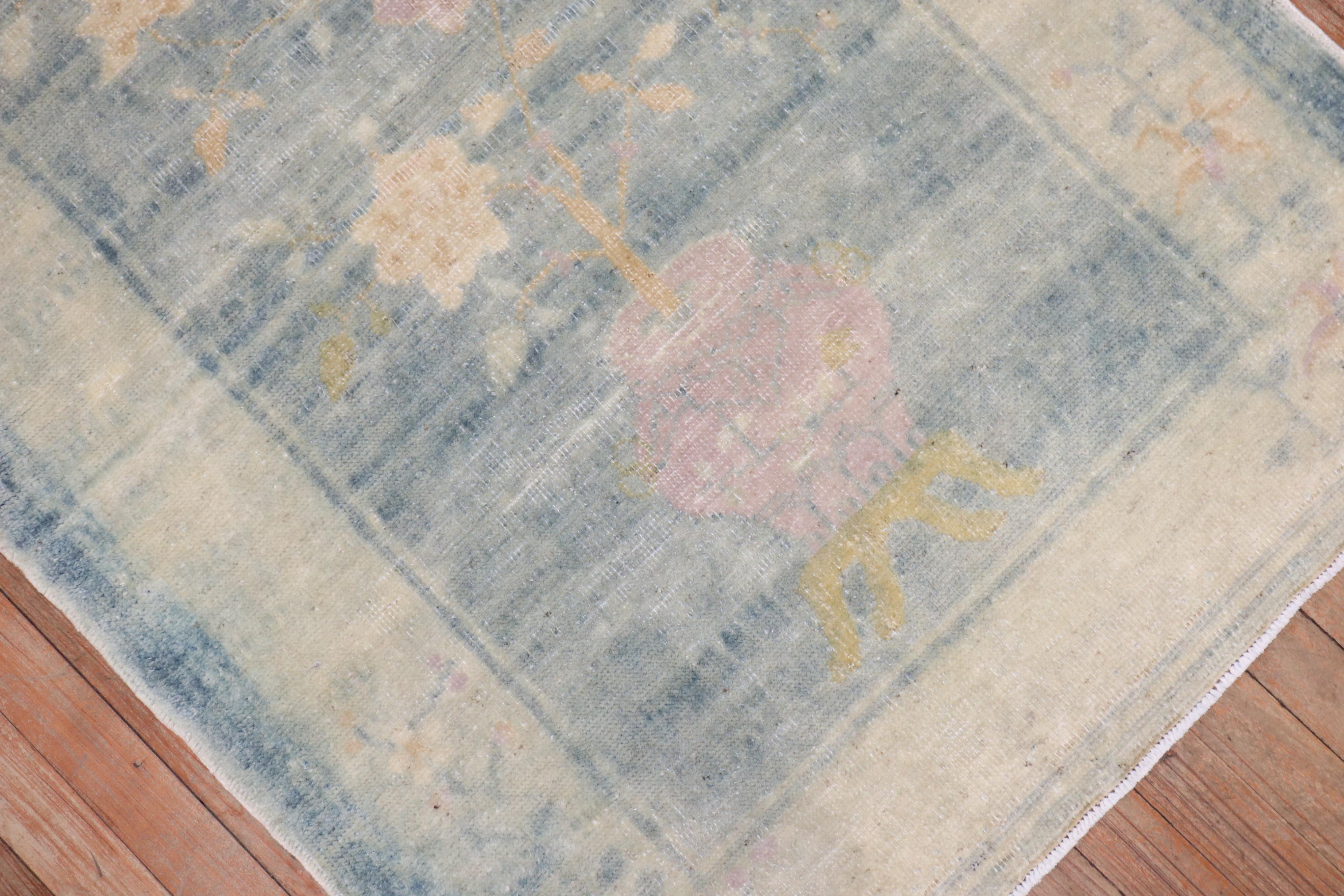 Powder Blue Chinese Rug In Good Condition For Sale In New York, NY