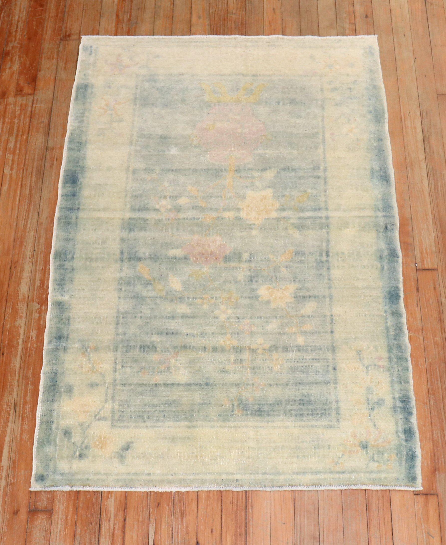 Powder Blue Chinese Rug For Sale 1