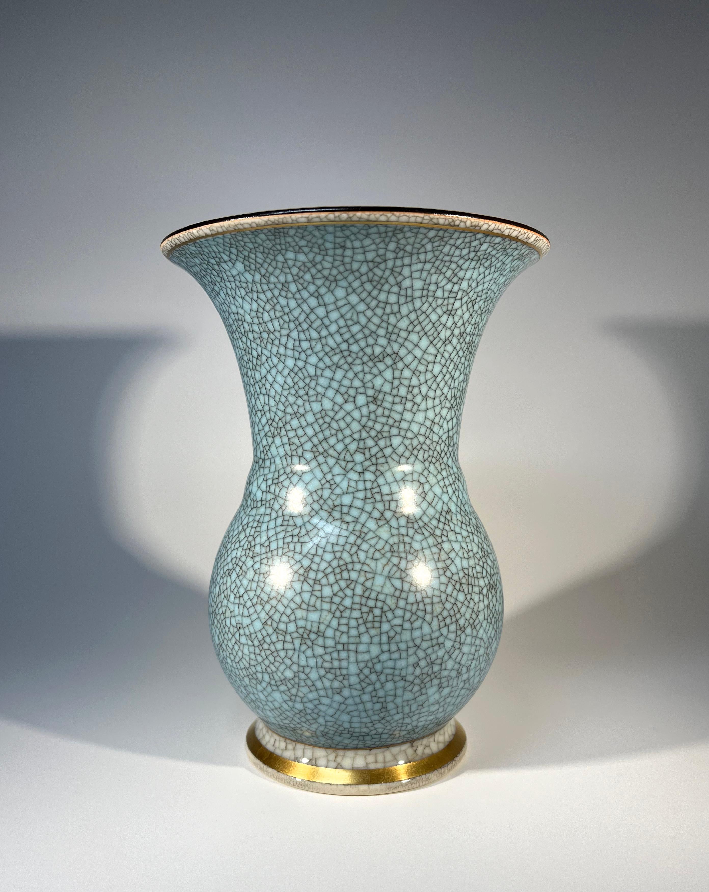 Powder Blue Crackle Glazed Porcelain Vase Thorkild Olsen Royal Copenhagen #2491 For Sale 1