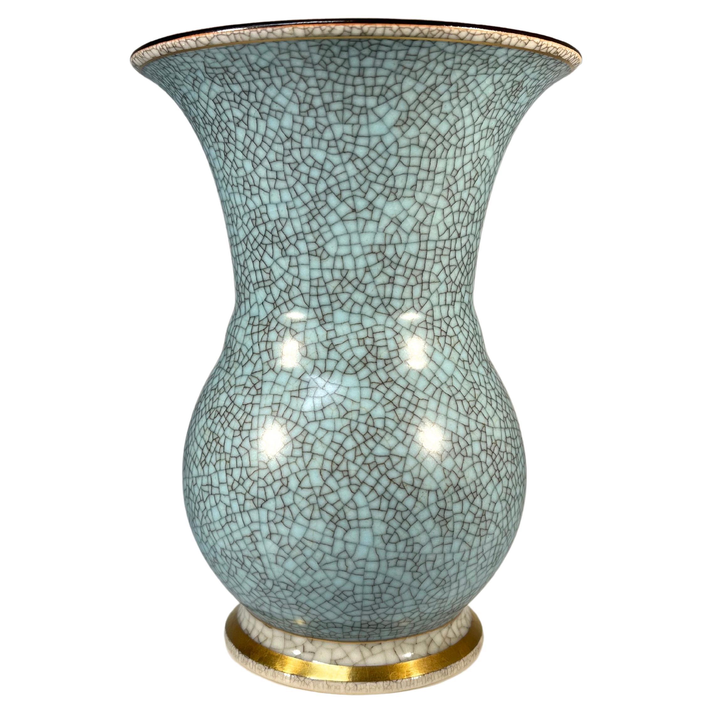 Powder Blue Crackle Glazed Porcelain Vase Thorkild Olsen Royal Copenhagen #2491