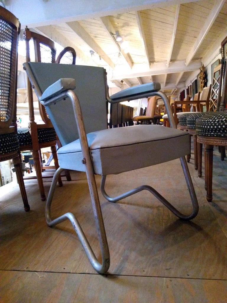 Powder Blue French Art Deco Bauhaus Office Chair For Sale at 1stdibs