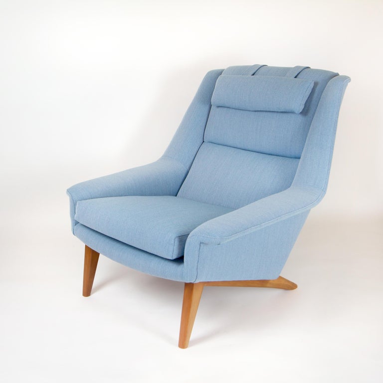 Powder Blue Mid Century Armchair by Folke Ohlsson for Fritz Hansen