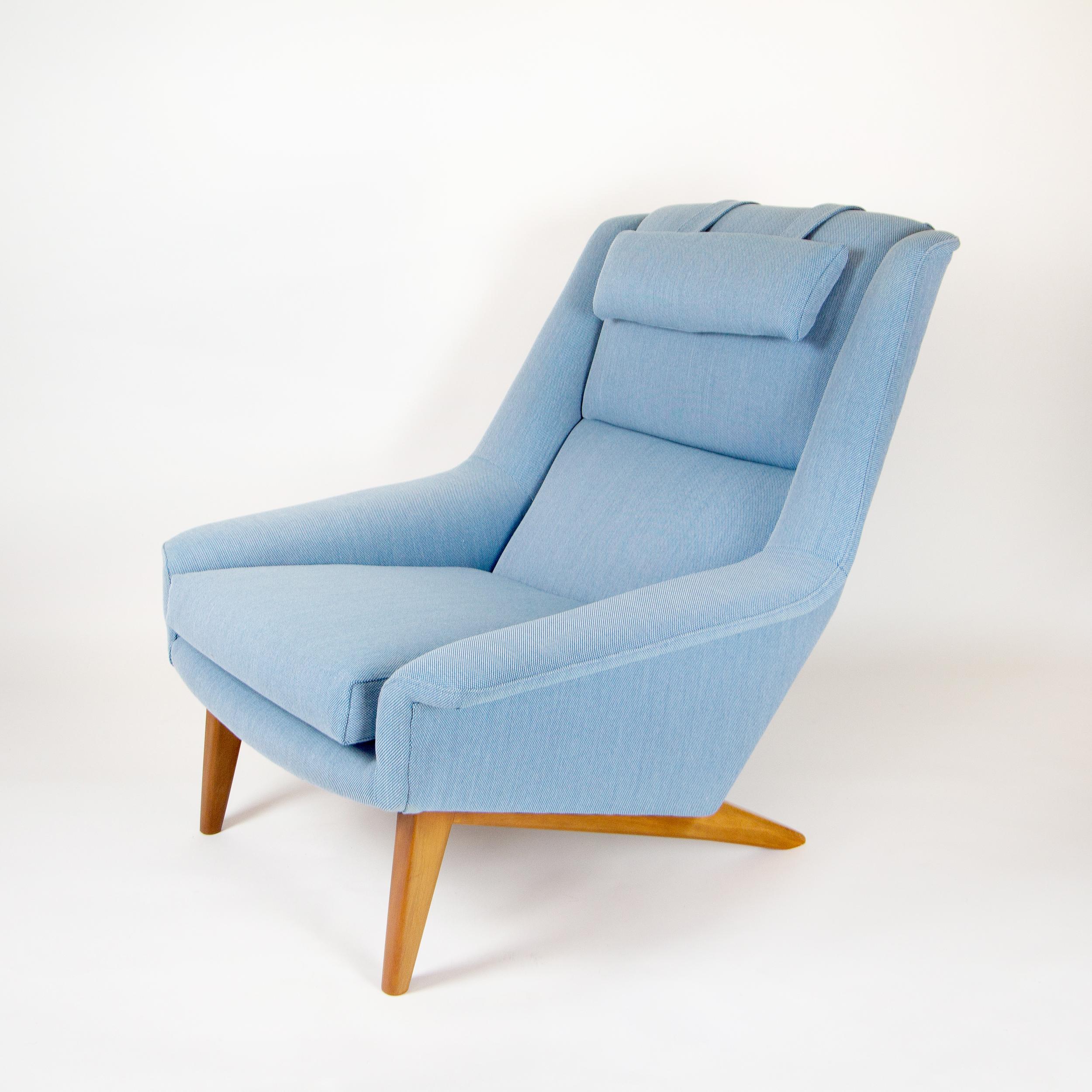 Mid-Century Modern Powder Blue Mid Century Armchair by Folke Ohlsson for Fritz Hansen, Denmark