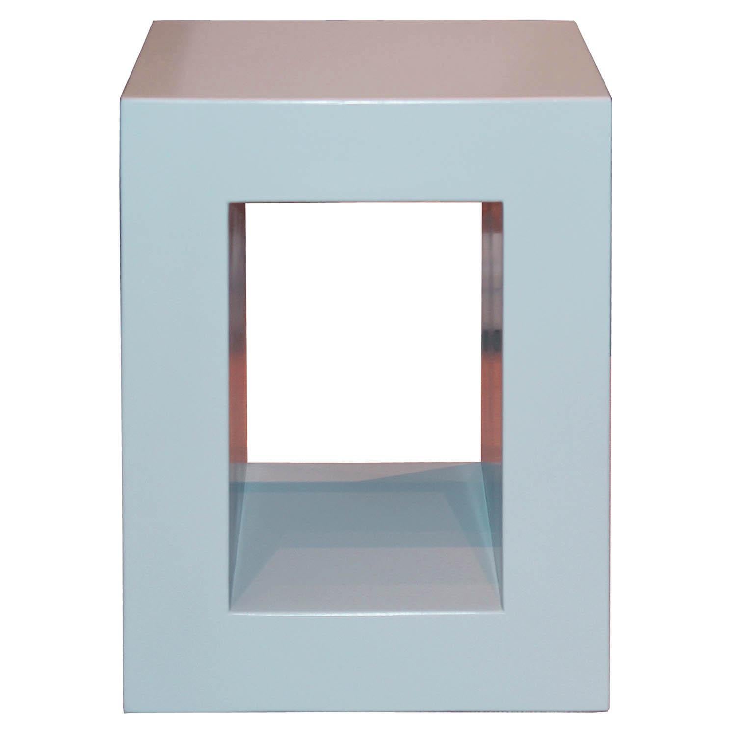 Powder Blue Open Side Table For Sale