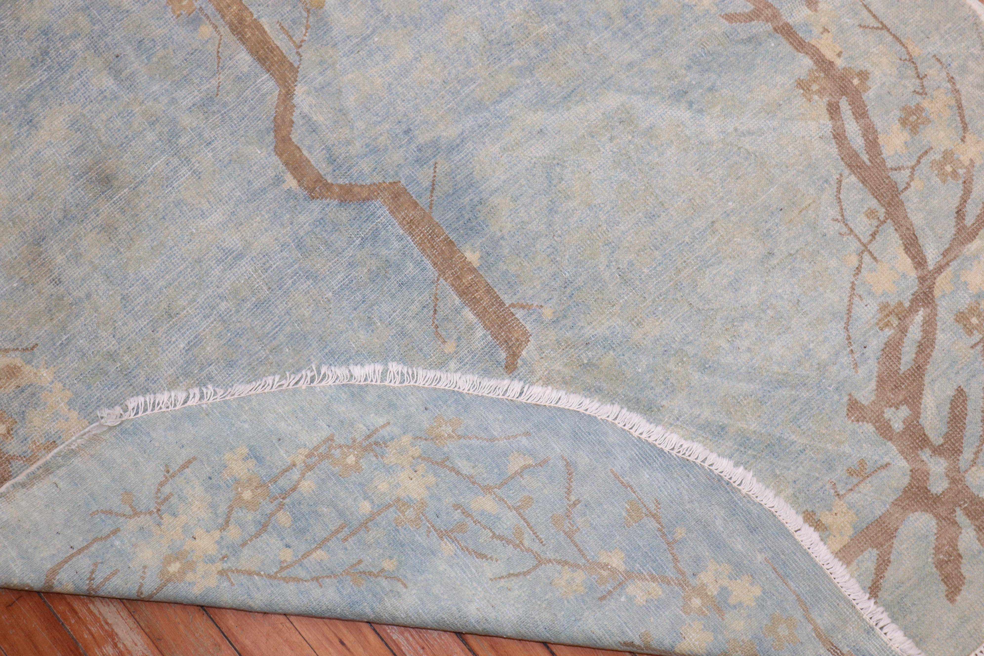 Mid-20th Century Powder Blue Oval Chinese Rug For Sale