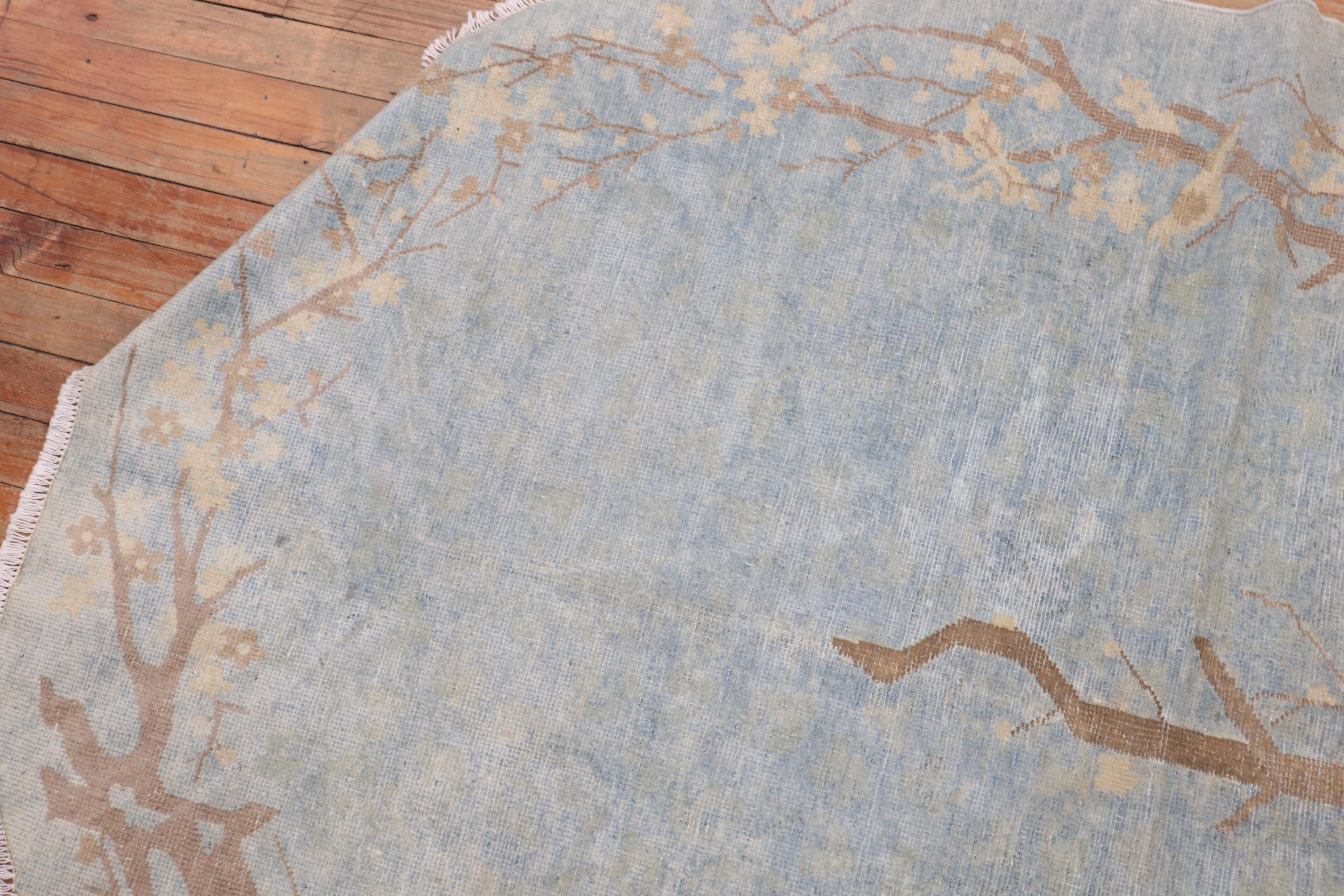 Powder Blue Oval Chinese Rug For Sale 1