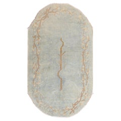Powder Blue Oval Chinese Rug
