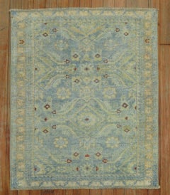 Zabihi Collection Powder Blue Persian Malayer Square Mini Rug