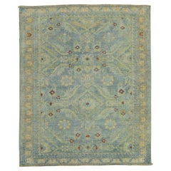 Powder Blue Persian Malayer Square Mini Rug