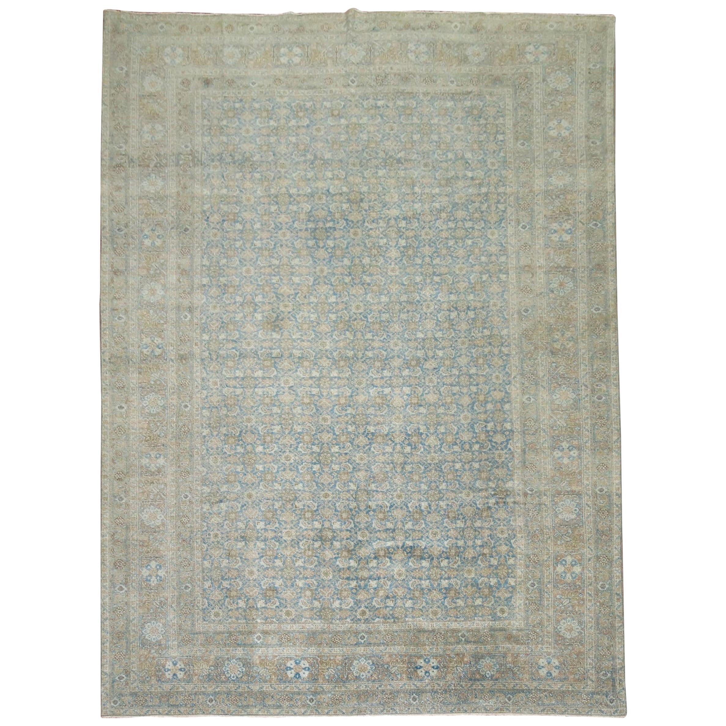 Powder Blue Persian Tabriz Rug