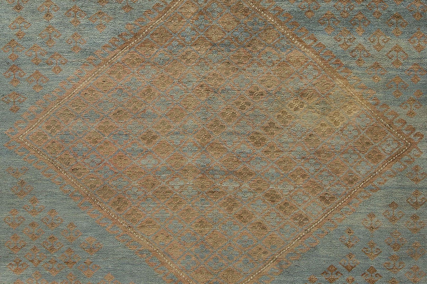 Zabihi Kollektion Pulverblauer Stammeskunst Persischer Kurd Corridor-Teppich (Handgeknüpft) im Angebot