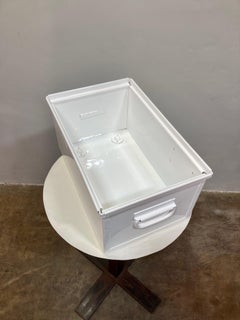 Powder-coated Mid-Century Steel Storage Bin (White)