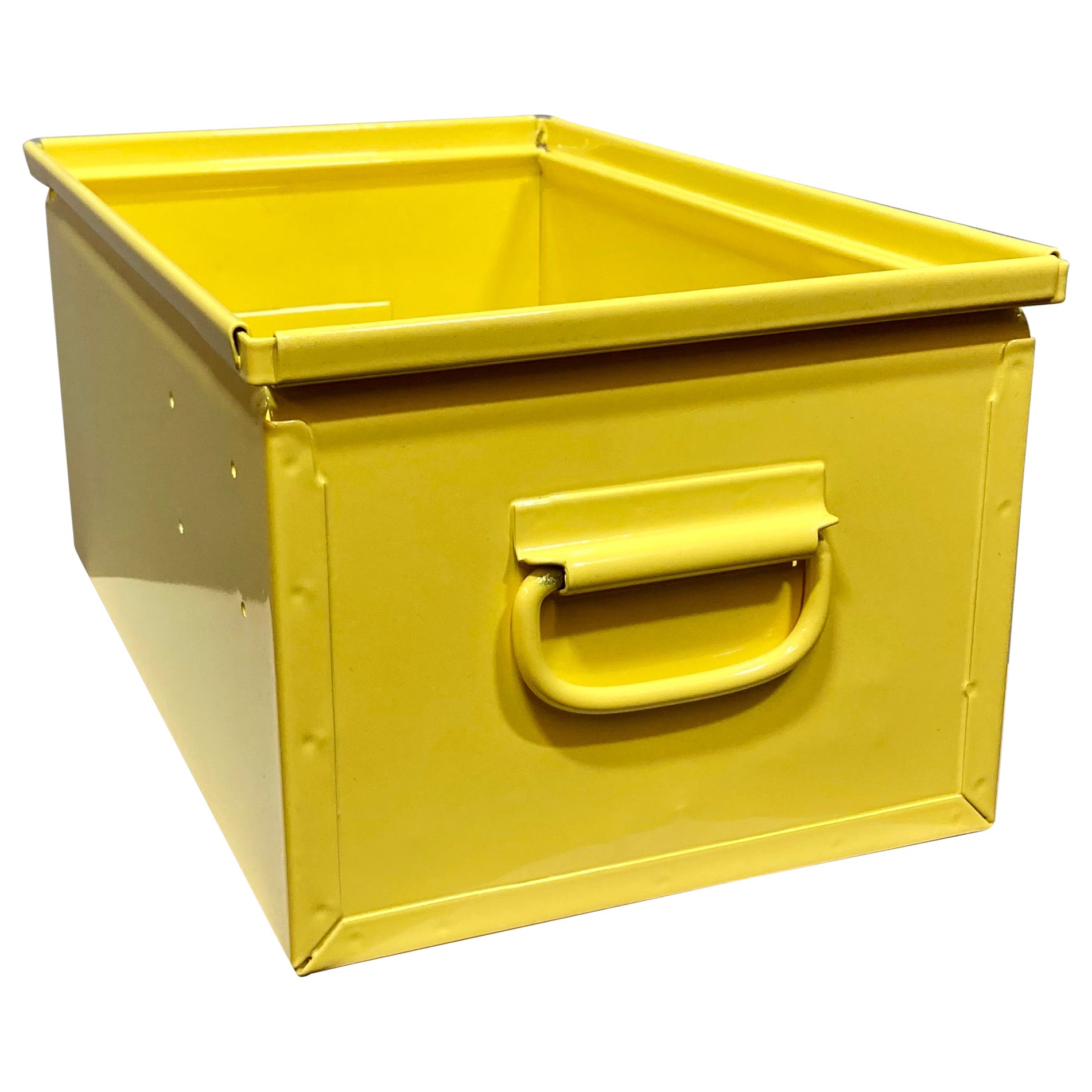 Powder-coated Mid-Century Steel Storage Bin (Yellow)