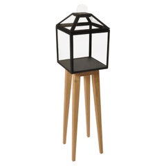 Powder Coated Steel, Glass And Oak Wood Decorative Cabinet 1 by JSPR