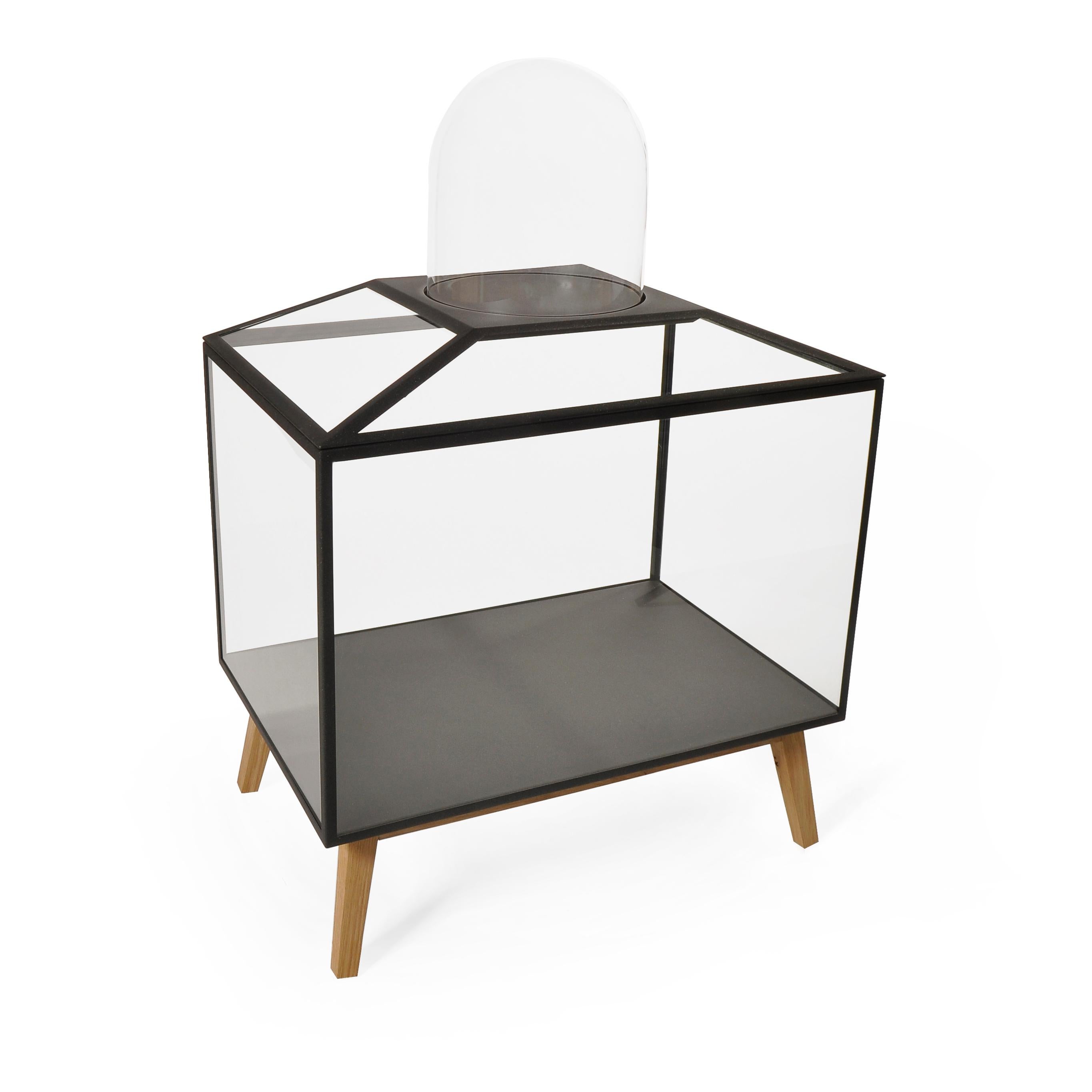 Armario decorativo de acero con revestimiento de polvo, cristal y madera de roble 2 by JSPR en venta 1
