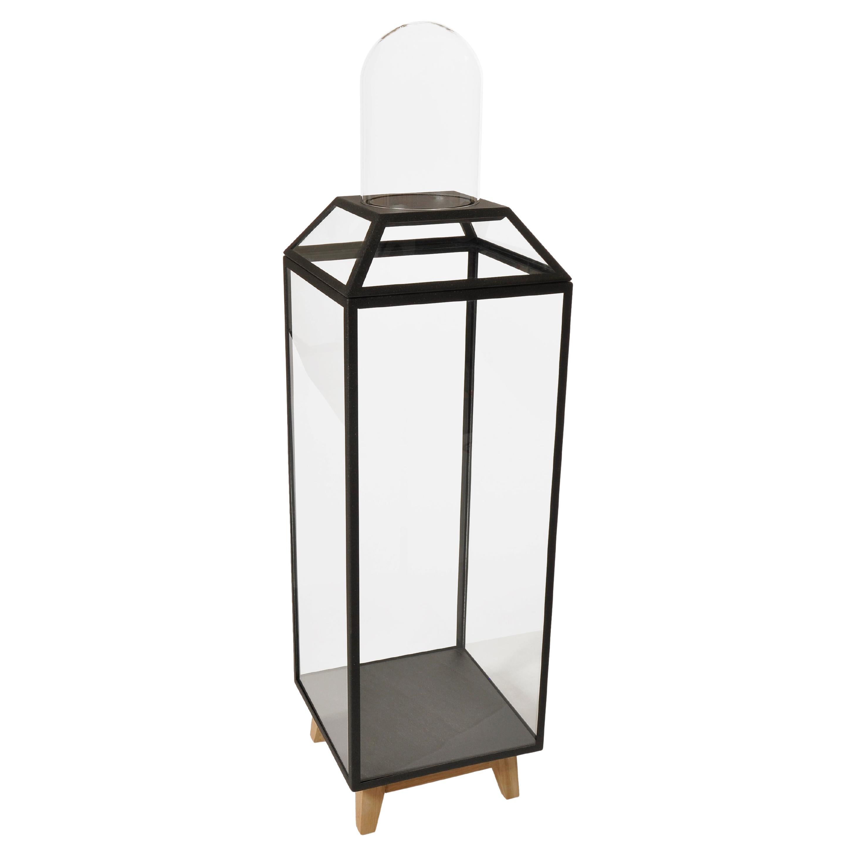 Powder Coated Steel, Glass And Oak Wood Decorative Cabinet 3 by JSPR