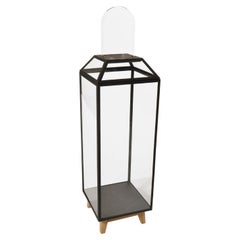 Powder Coated Steel, Glass And Oak Wood Decorative Cabinet 3 by JSPR