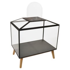 Powder Coated Steel, Glass And Oak Wood Decorative Cabinet 5 by JSPR