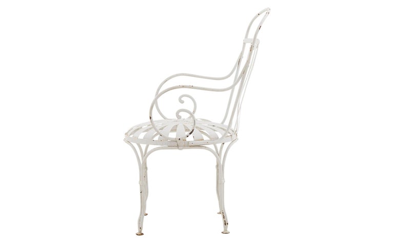 Powder Coated White Metal Patio Chair For Sale At 1stdibs