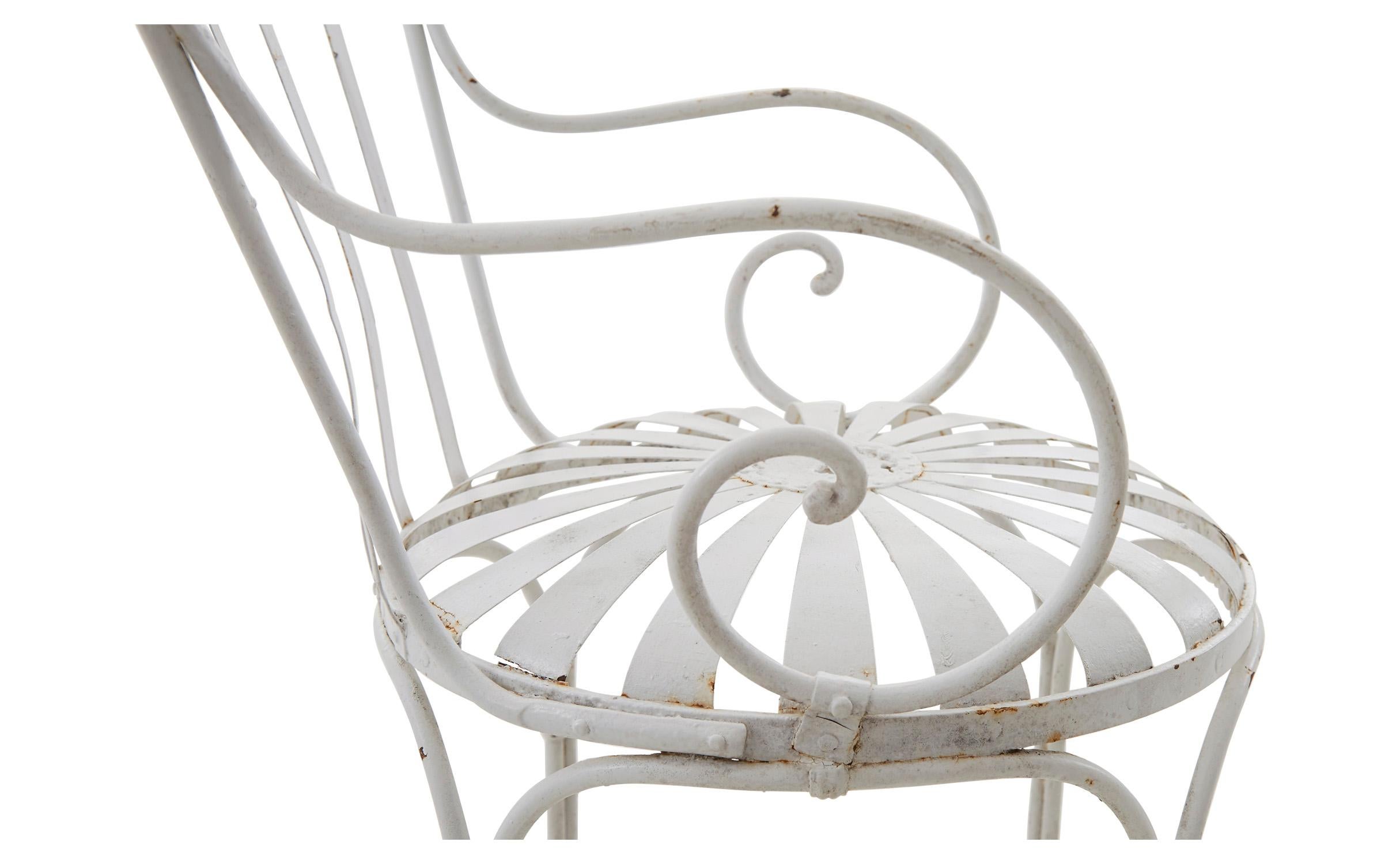 Powder-Coated Powder Coated White Metal Patio Chair For Sale