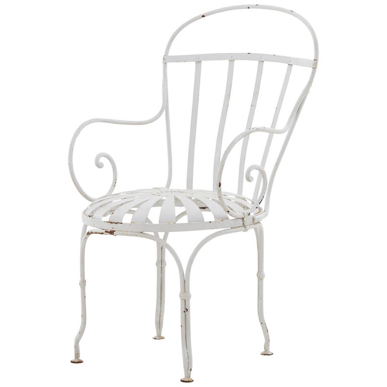 Powder Coated White Metal Patio Chair For Sale At 1stdibs