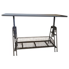 Powder Gray Iron Adjustable Metal Work Table with Shelf