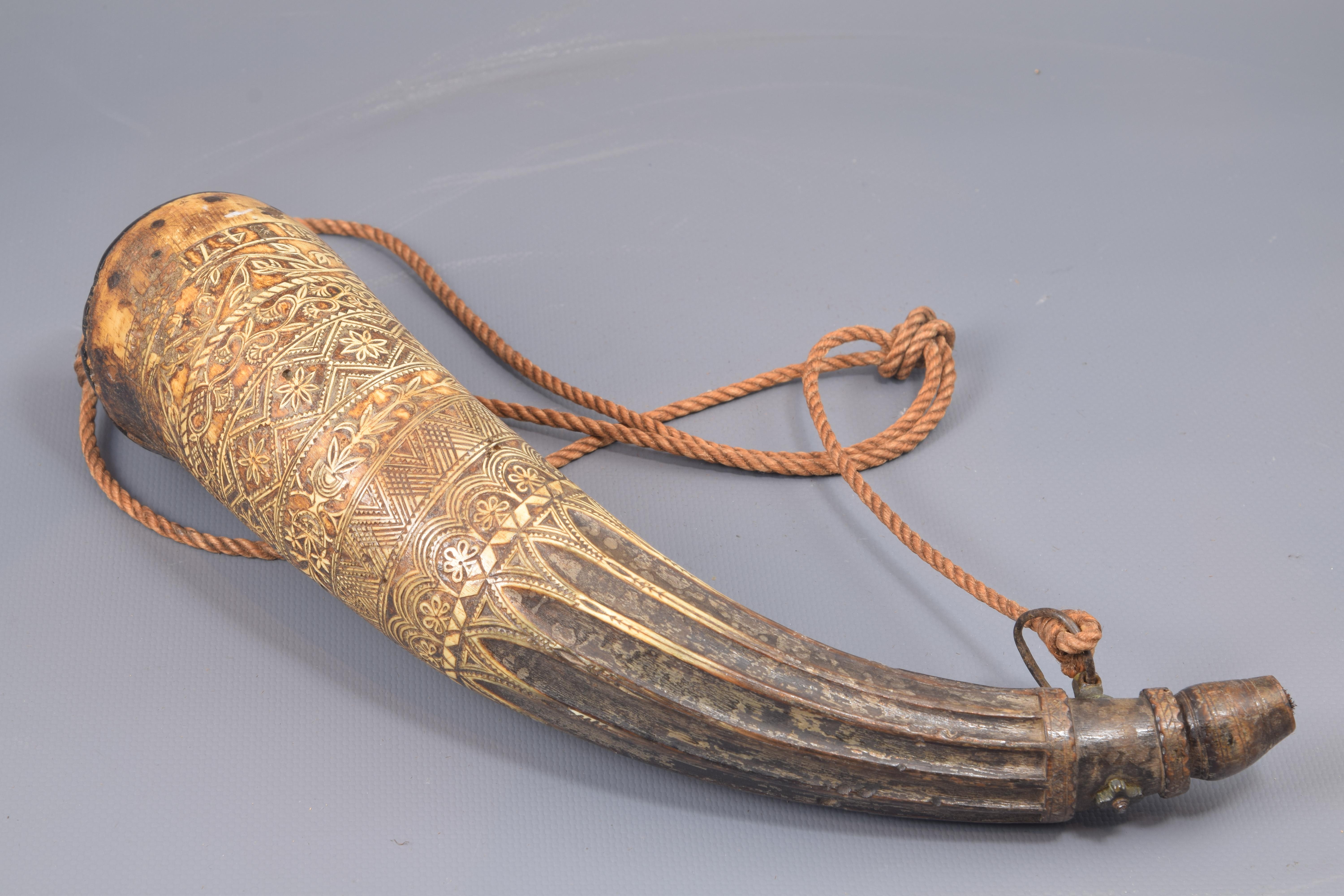 Spanish Powder Horn, Horn, Metal, Etc., Spain, 1847