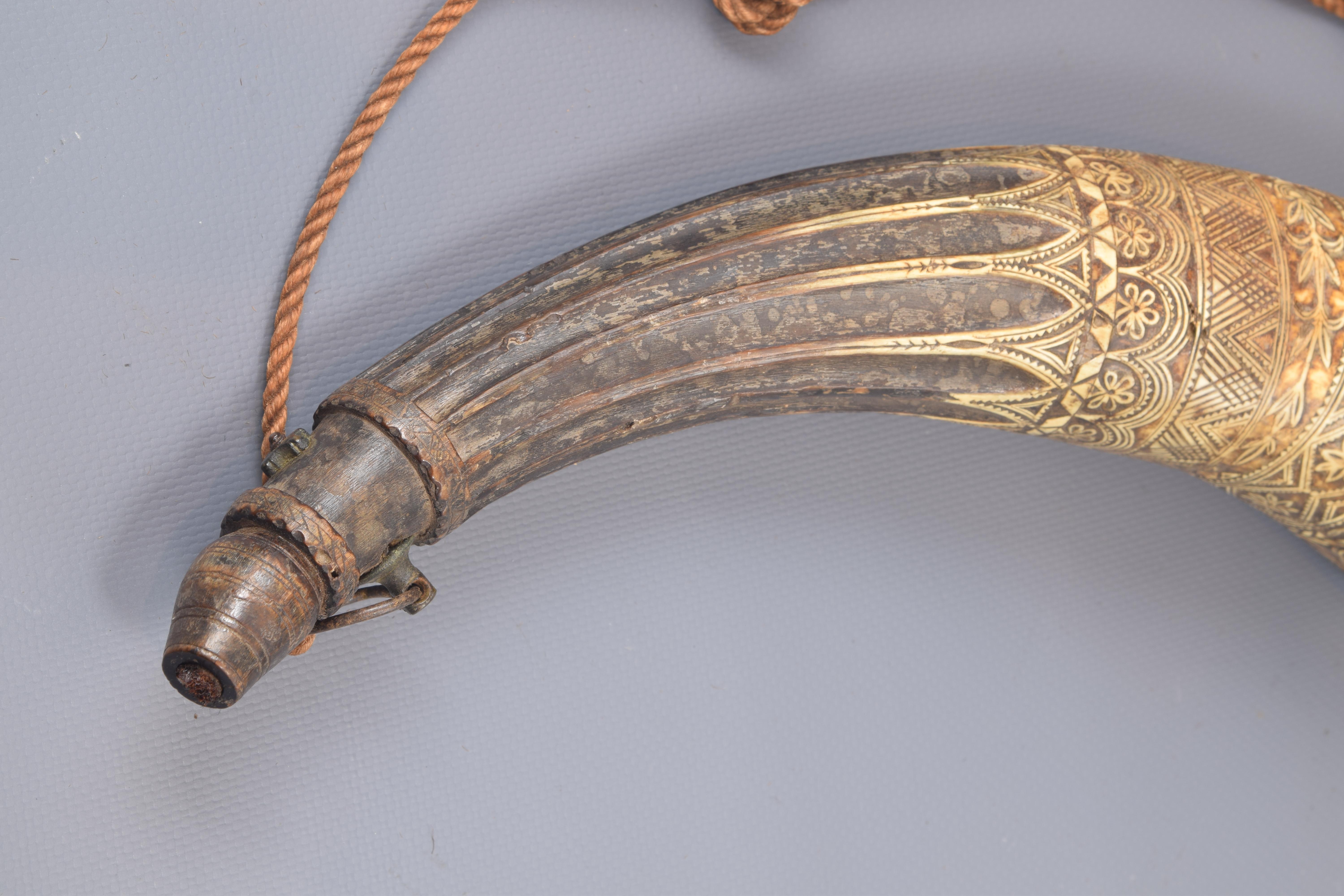 Powder Horn, Horn, Metal, Etc., Spain, 1847 2