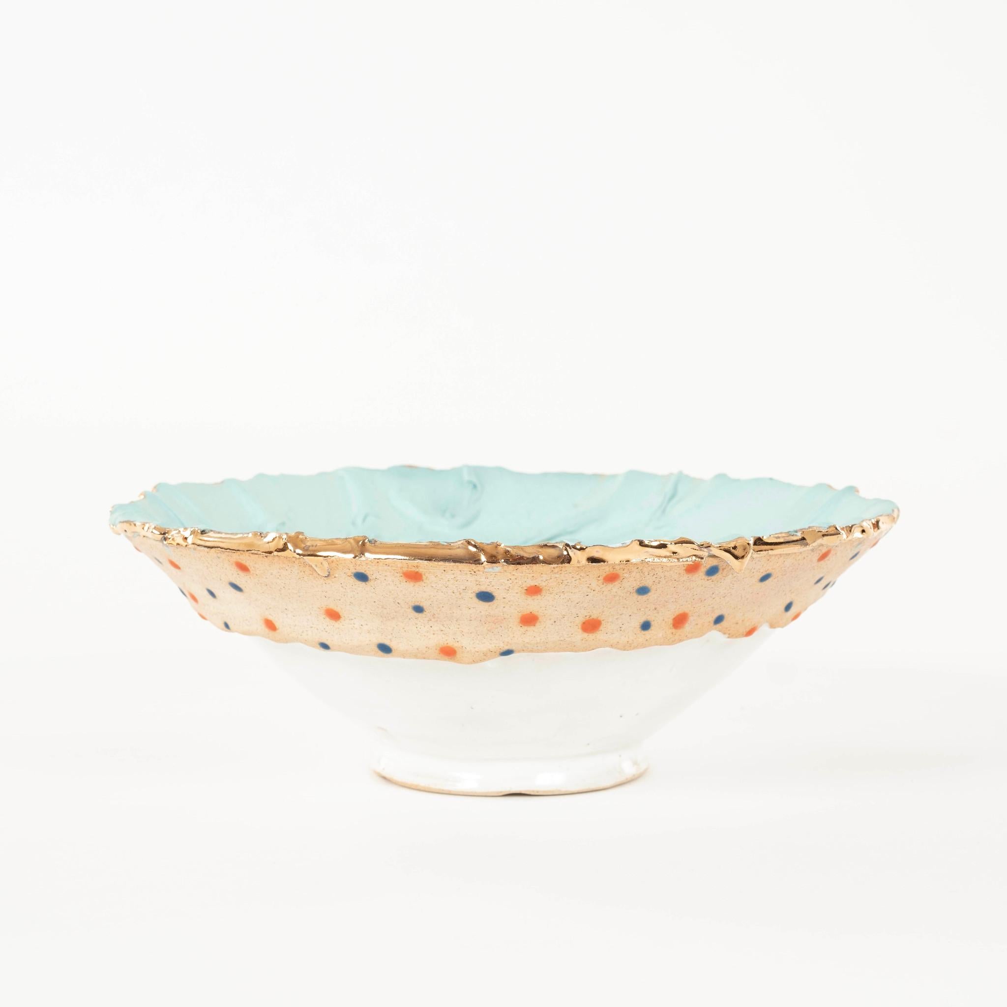 Gilt Powder Patisse Confetti Porcelain Bowl Chase Gamblin For Sale