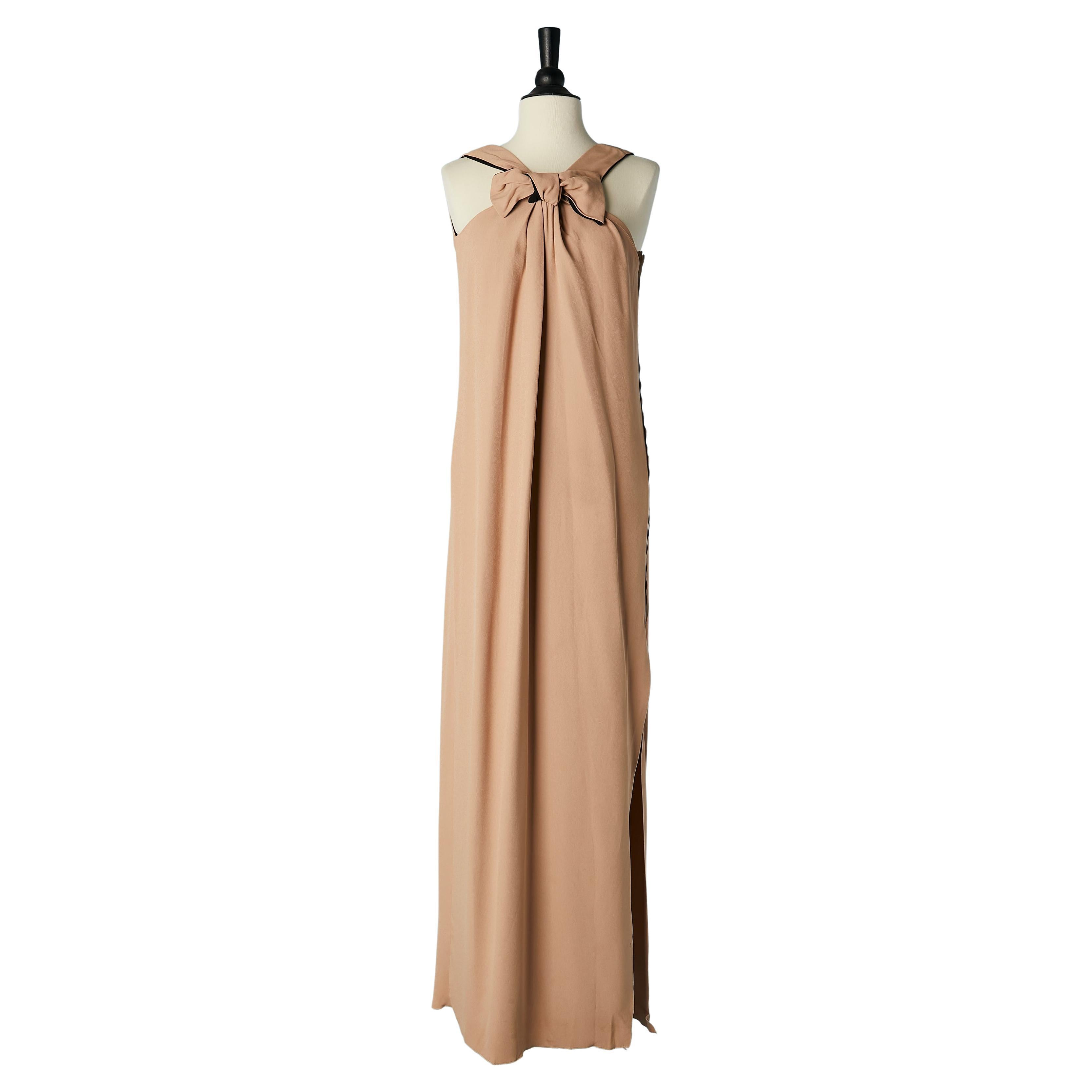 Powder pink crêpe evening dress with bow LANVIN by Alber Elbaz Summer 2015 For Sale