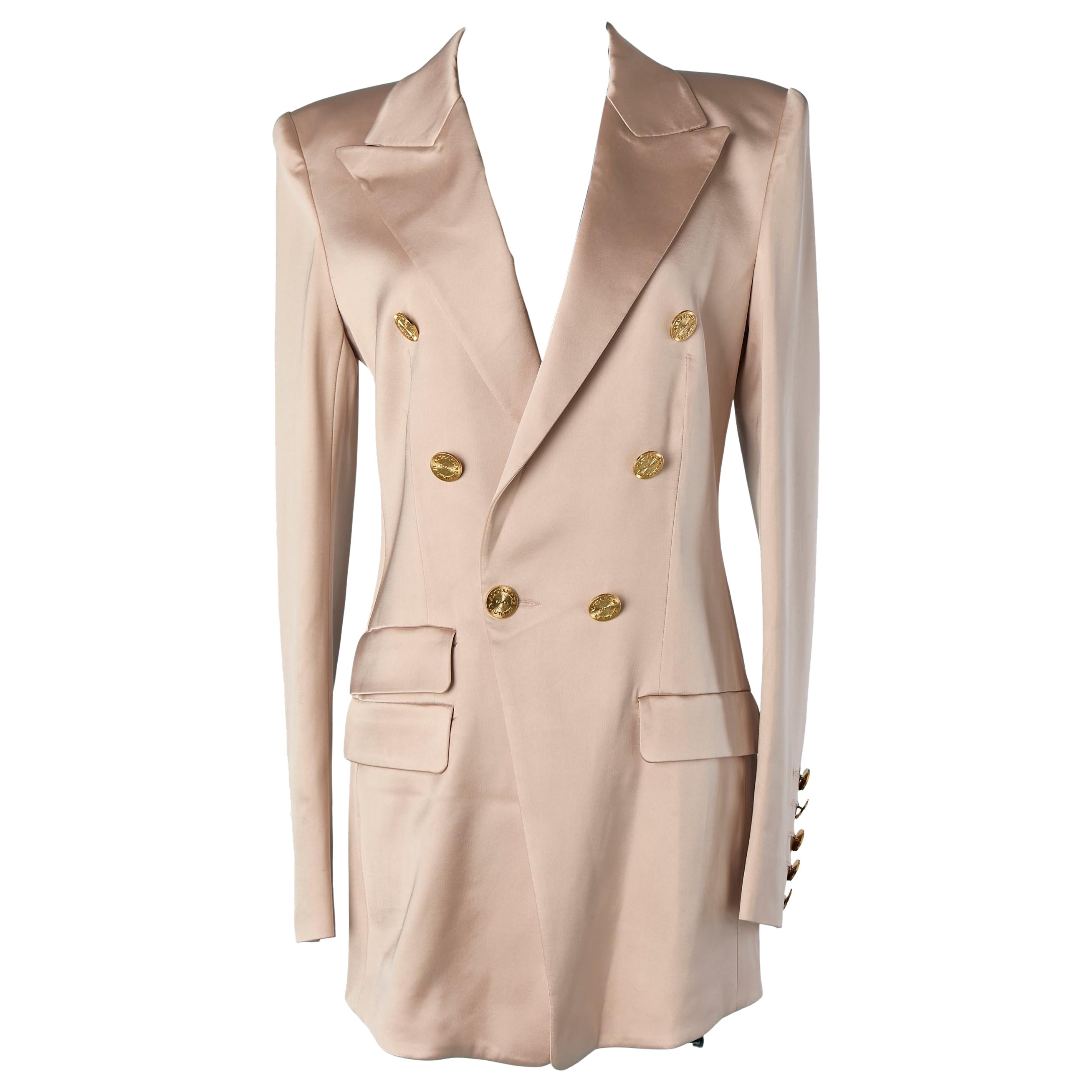 Powder pink satin double-breasted blazer ALEXANDRE VAUTHIER