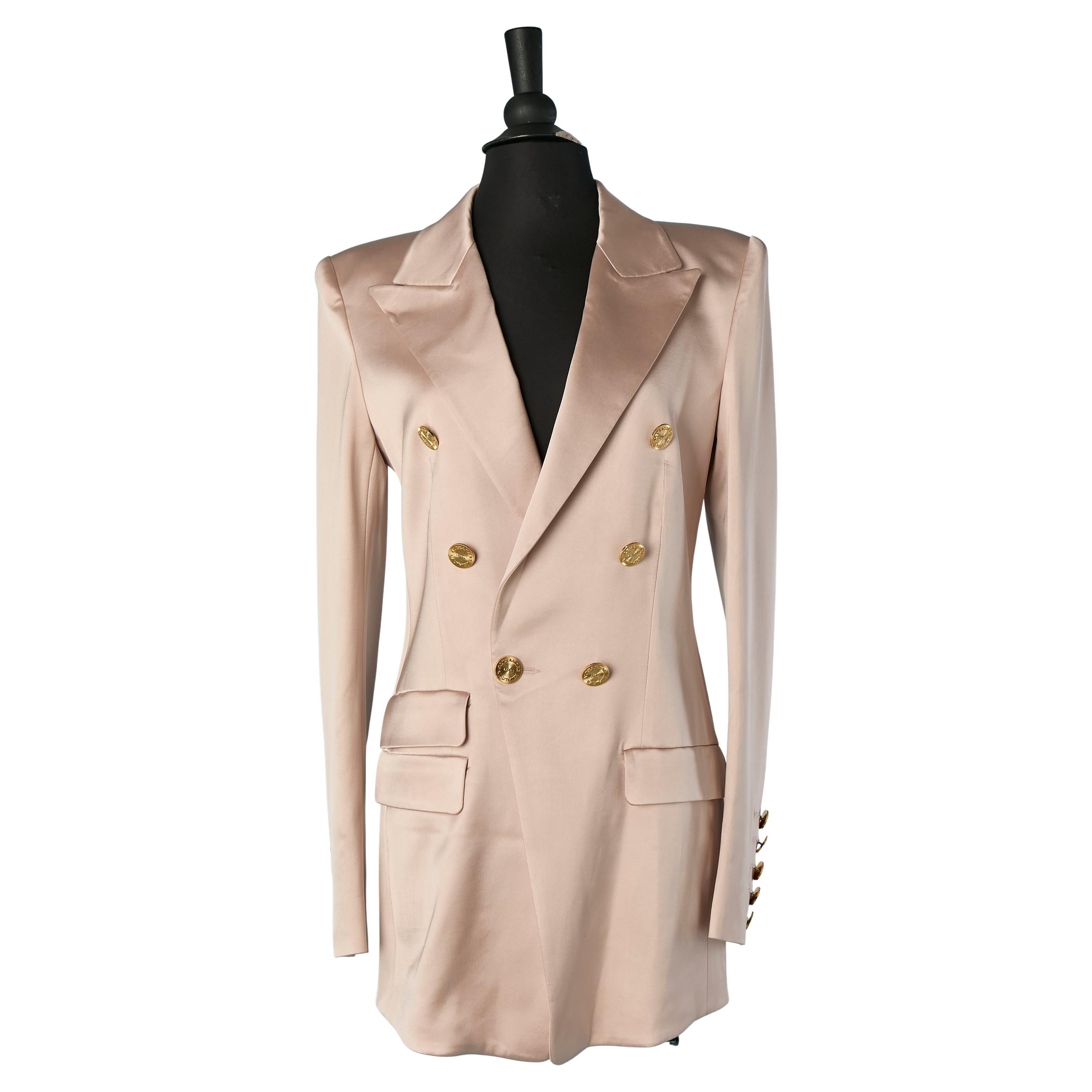 Powder pink satin double-breasted blazer ALEXANDRE VAUTHIER