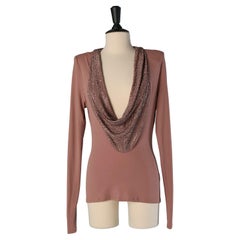Top rosa cipria con scollatura di strass Alexandre Vauthier