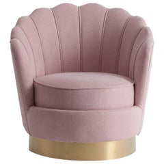 Powdery Pink Fabric Lounge Armchair