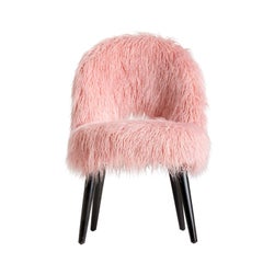 Powdery Pink Faux Fur Cocktail Armchair