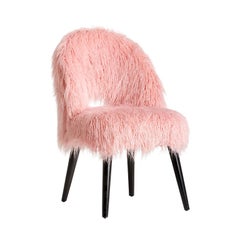 Powdery Pink Faux Fur Cocktail Armchair