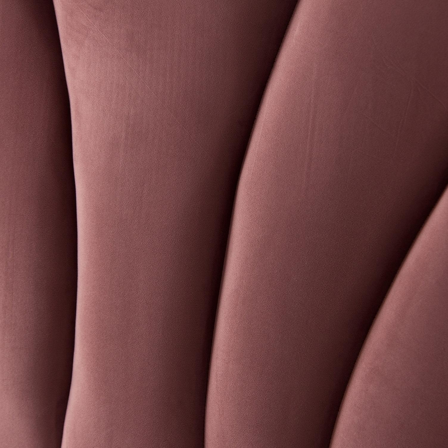 Testiera in velluto rosa cipria e stile Art Déco per letto matrimoniale.