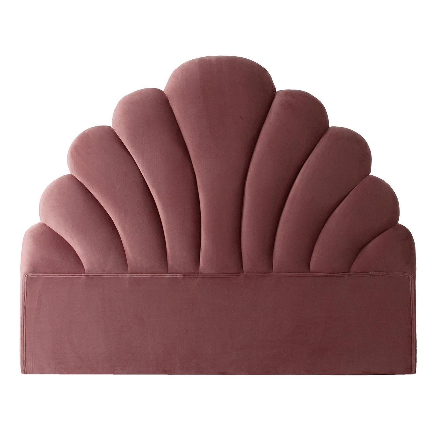 Powdery Pink Samt und Art Deco Stil Queen Size Kopfteil (Europäisch) im Angebot