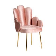 Powdery Pink Velvet and Gold Metal Feet Chair