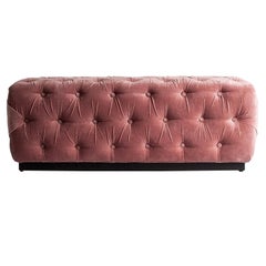 Powdery Pink Velvet Bench Art Deco Style