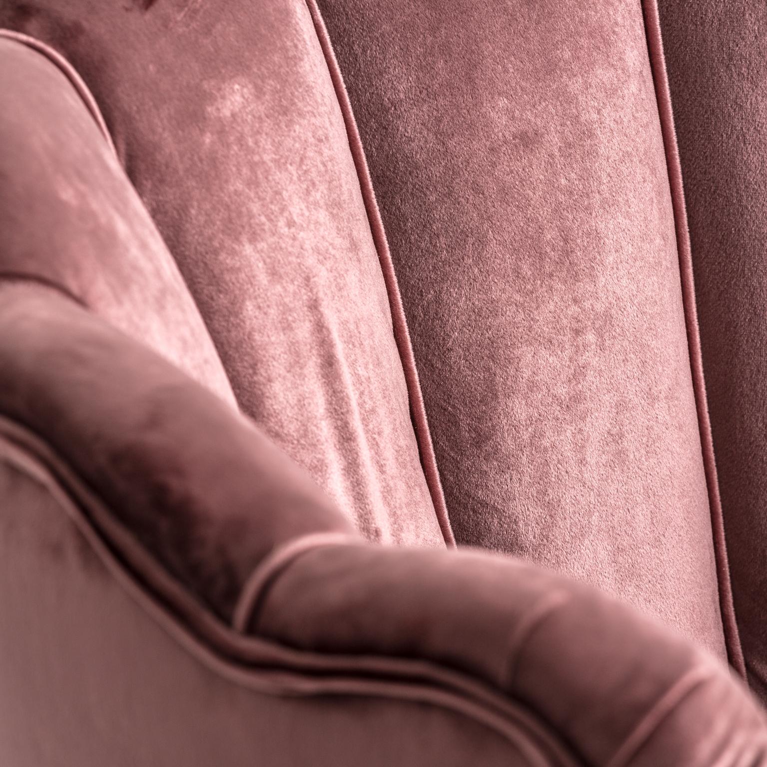 Powdery Pink Samt Dreh- und Loungesessel im Art-déco-Stil im Zustand „Neu“ im Angebot in Tourcoing, FR