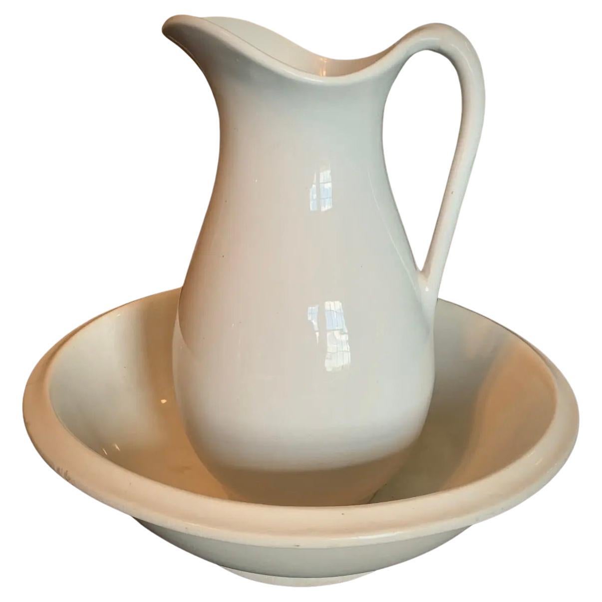 Powell & Bishop English Ironstone Pitcher & Basin - 2pc Set For Sale