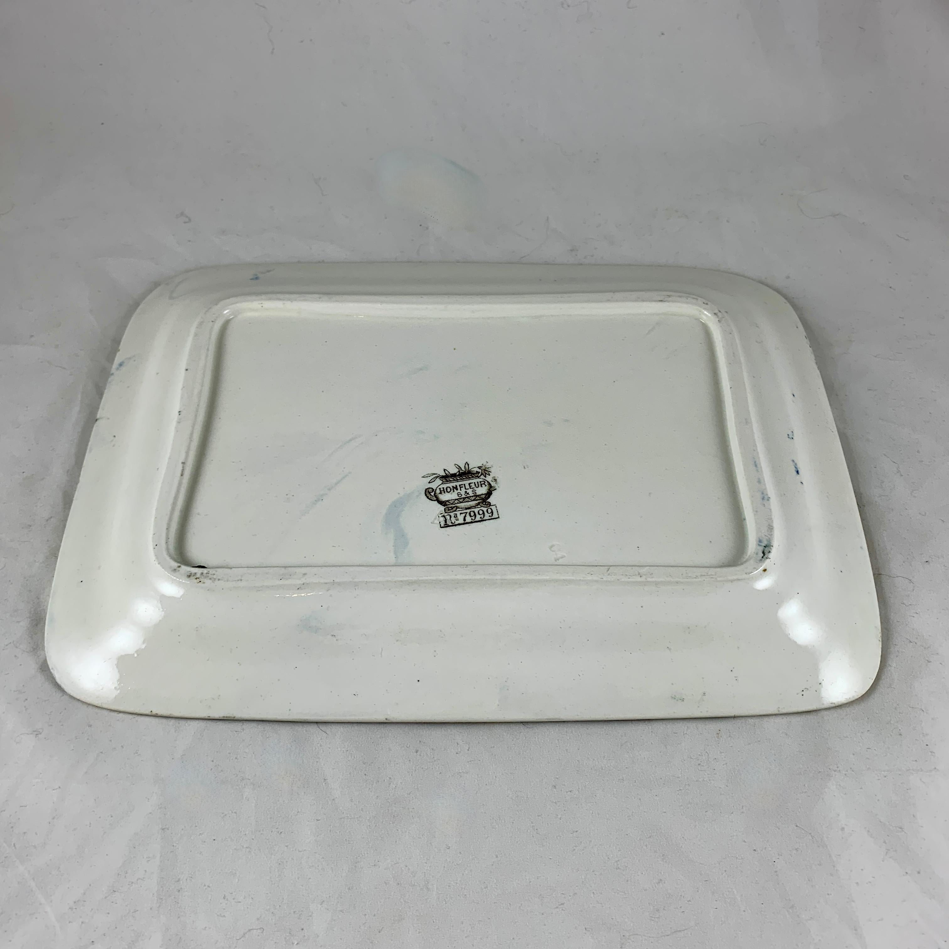 19th Century Powell Bishop & Stoner English Aesthetic Movement Transferware Platter Honfleur